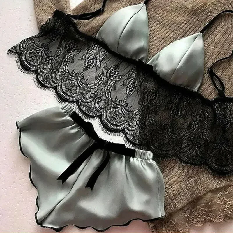 Women's Underwear Sexy Silk Sa - Lace Bralette Set ulasan dan harga