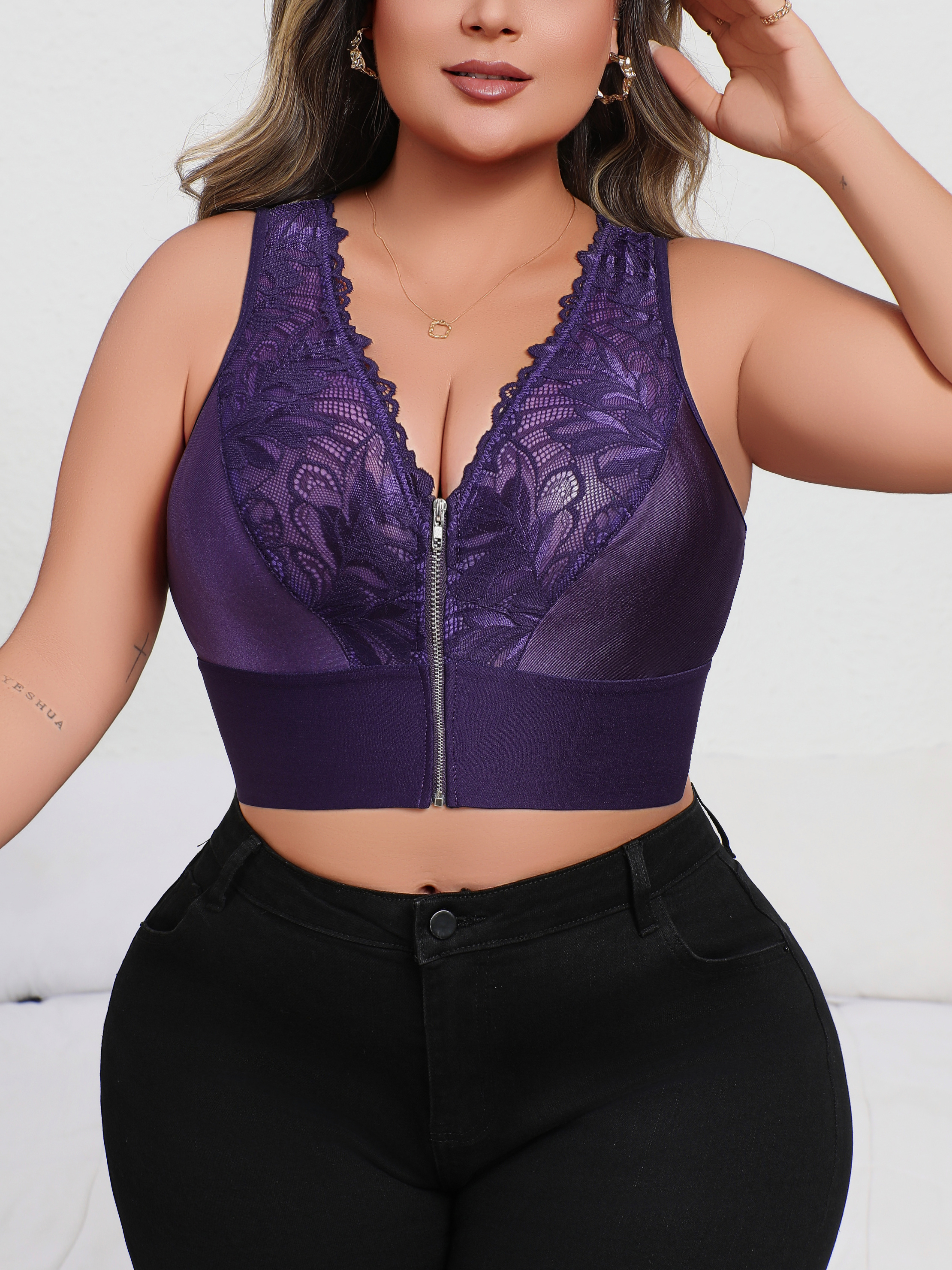 New Arrival Plus Size Sexy Pur - Plunge Bra Push Up ulasan dan harga